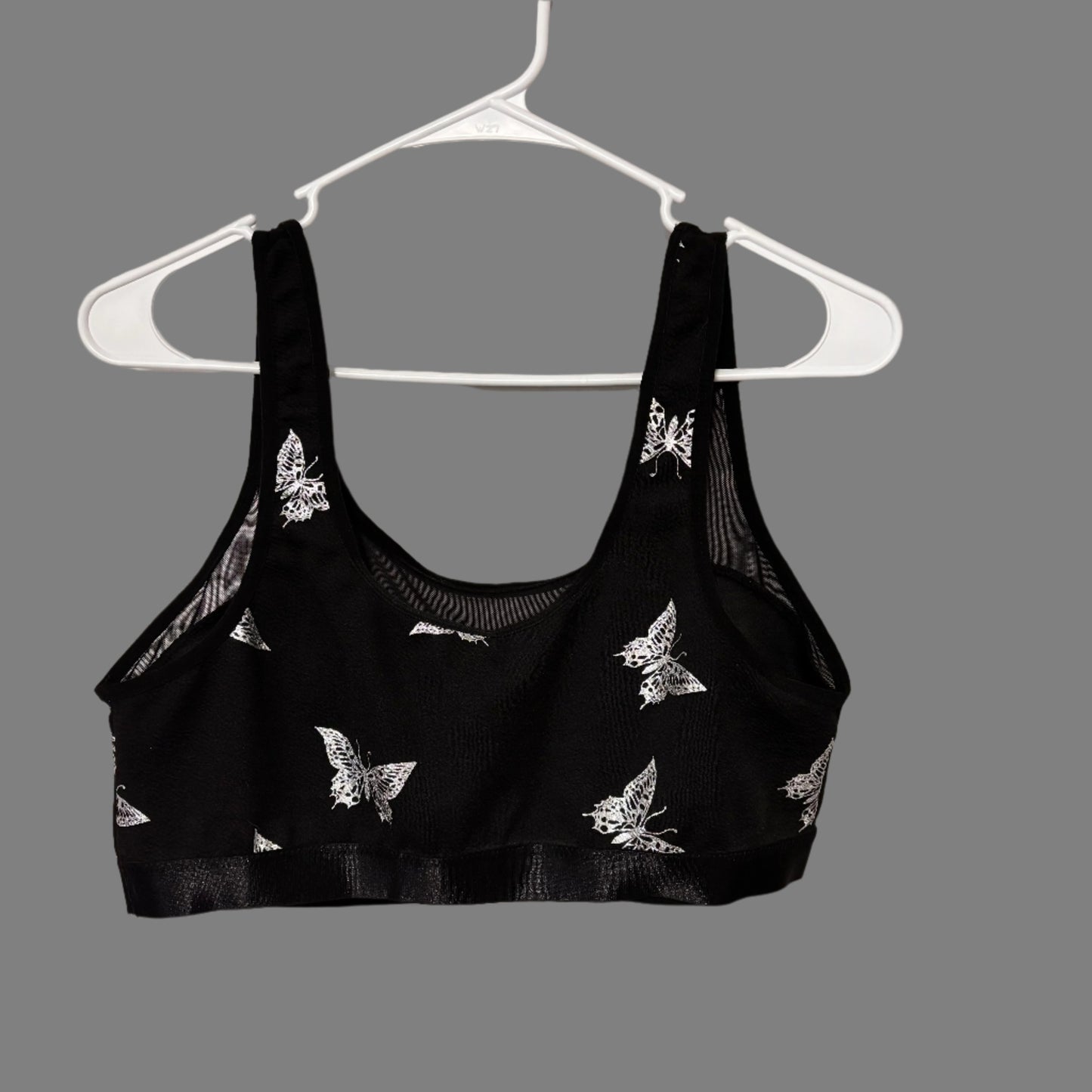 Bra - Mesh Outline with Shiny Silver Butterfly Design