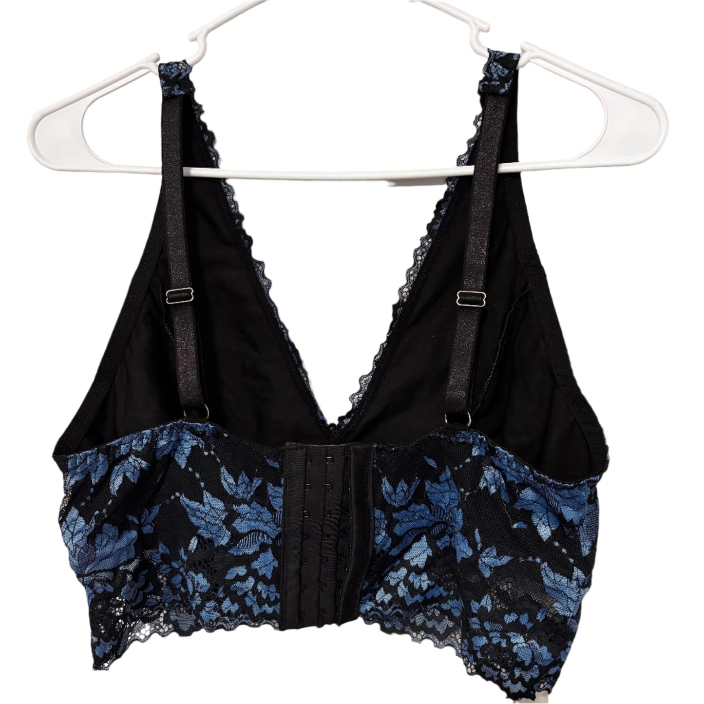 Bra - Unbranded - Plunge Front - Blue Floral Lace