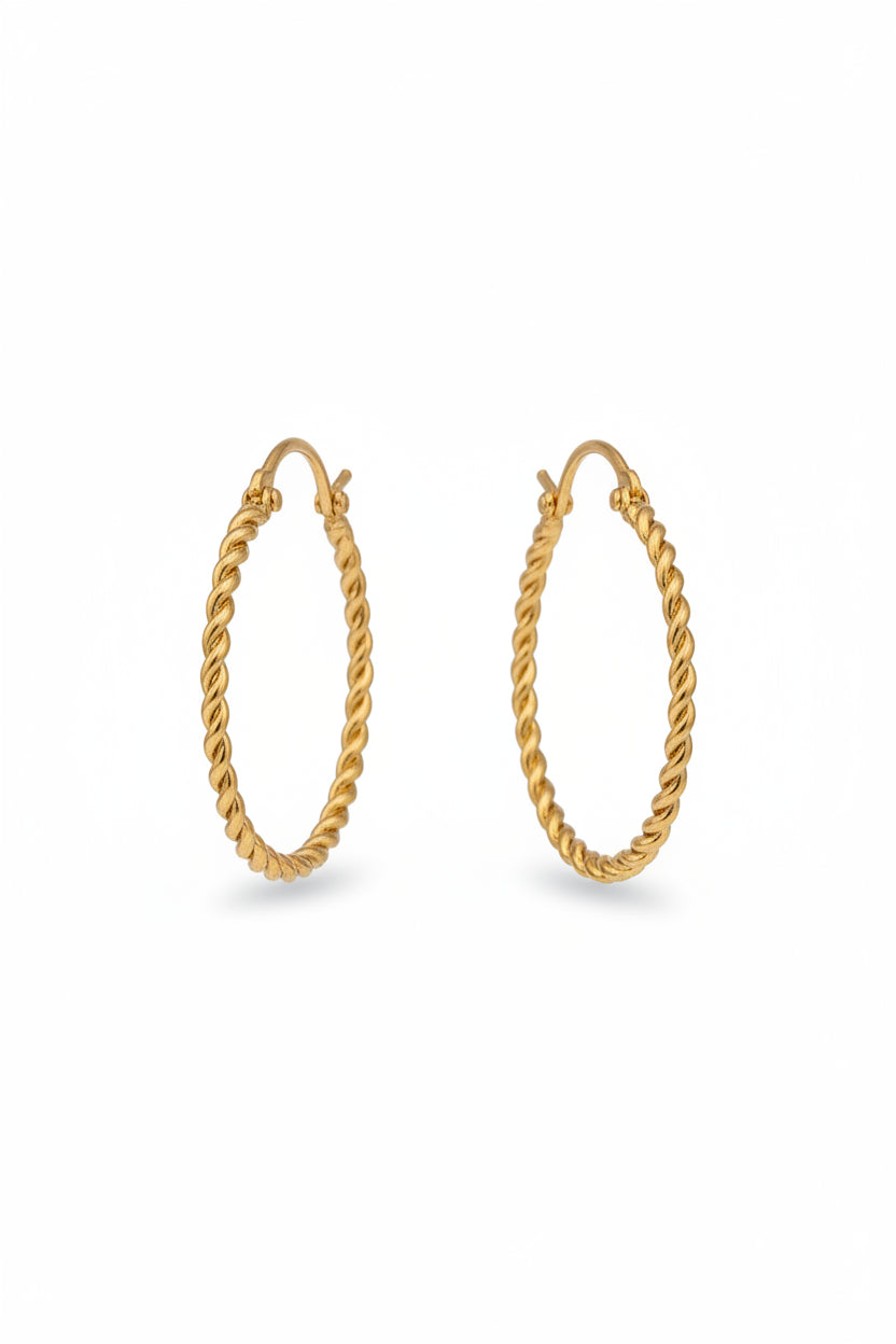 Earrings - Gold Tone Textured Hoops
