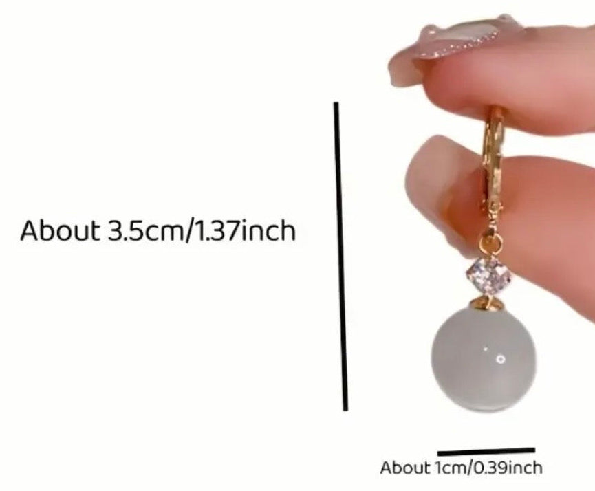 Earrings - White Cat Eye Stone Drop