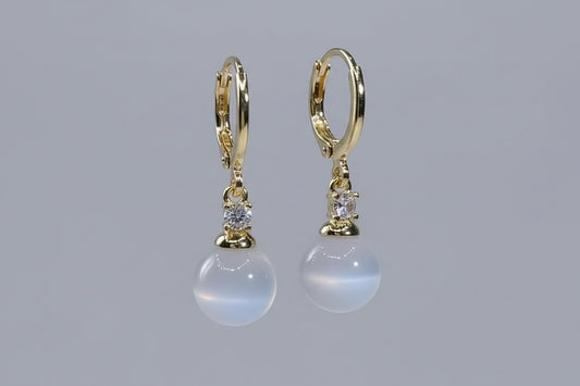 Earrings - White Cat Eye Stone Drop