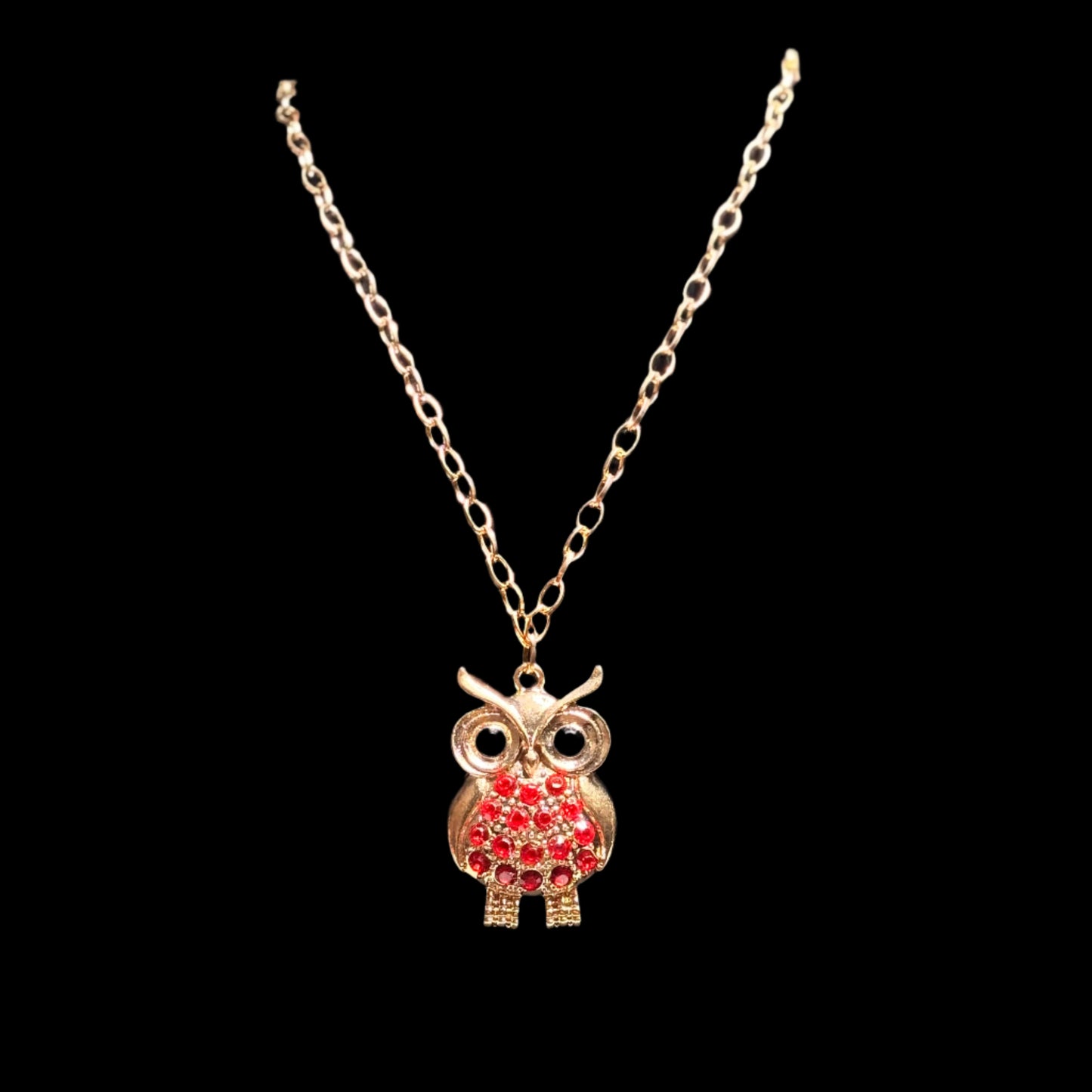 Necklace - Rhinestone Owl Pendant