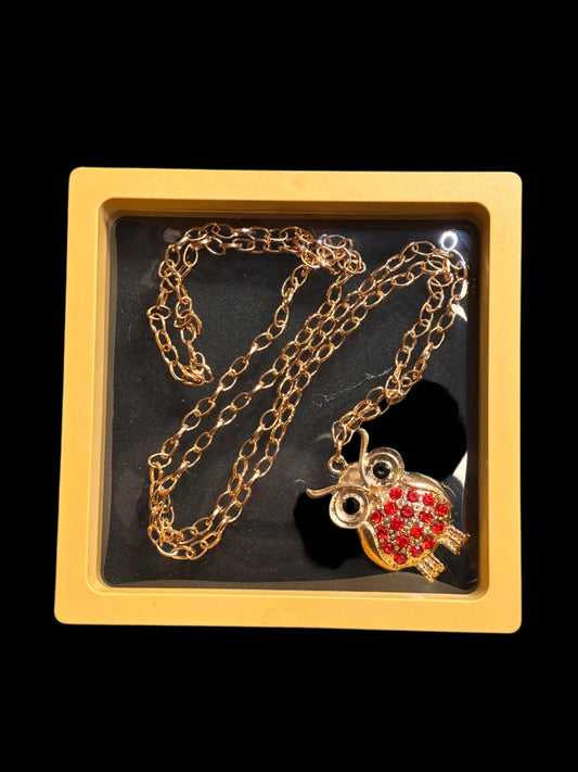 Necklace - Rhinestone Owl Pendant