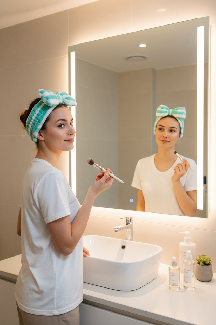 Spa Headband - Plush Green and White Stripes