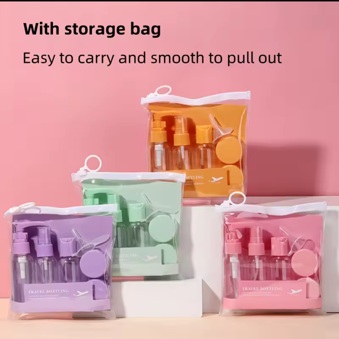 Travel Bottle Set - 5 Piece Set with Mixing Spoon & Funnel - Light Green