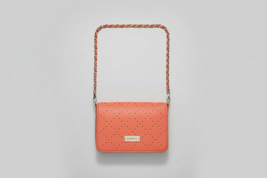 Cross Body Handbag - BeBe - Orange Studded Chain Strap - Previously Owned