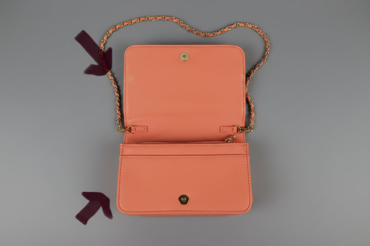 Cross Body Handbag - BeBe - Orange Studded Chain Strap - Previously Owned