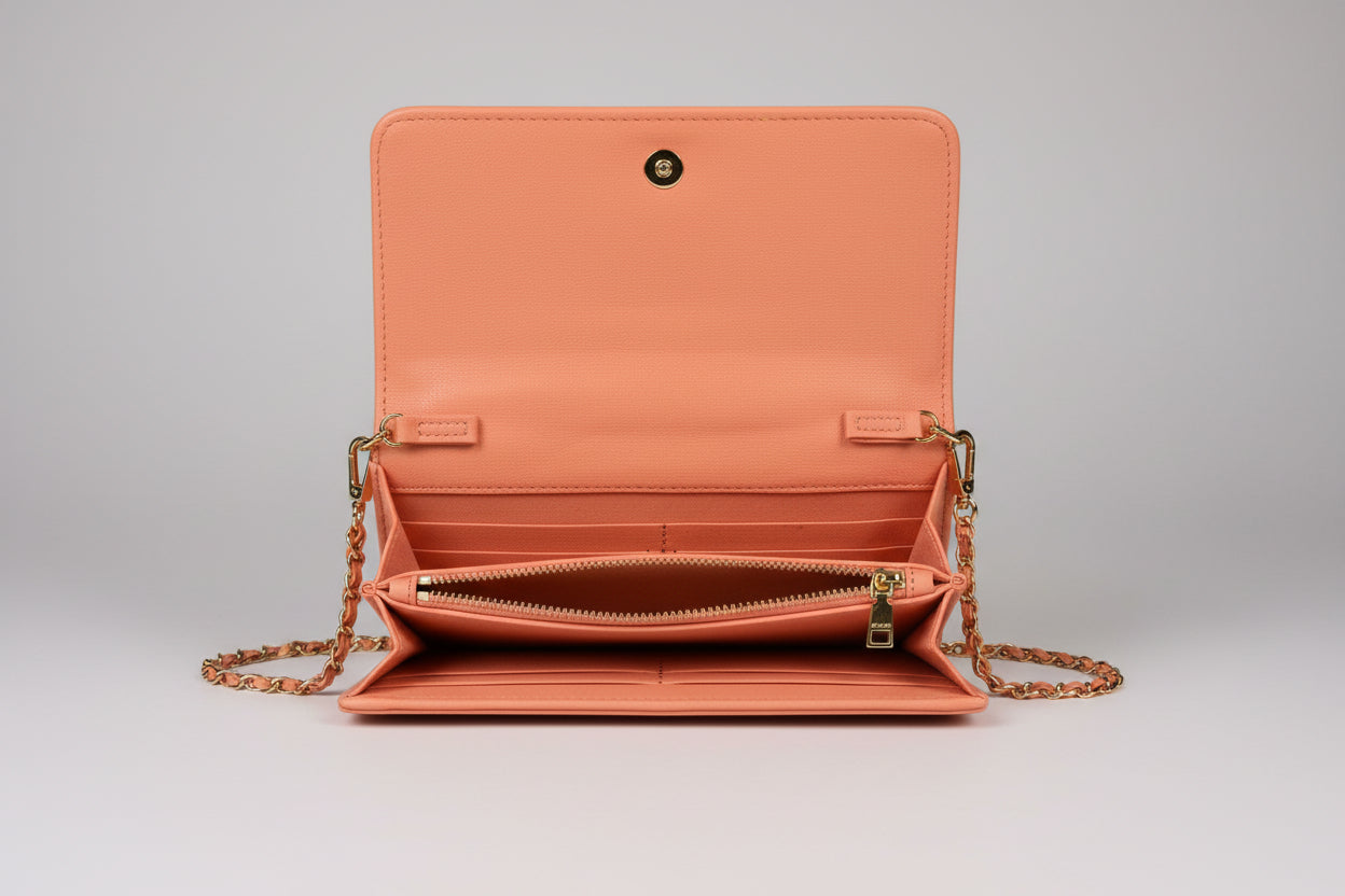 Cross Body Handbag - BeBe - Orange Studded Chain Strap - Previously Owned