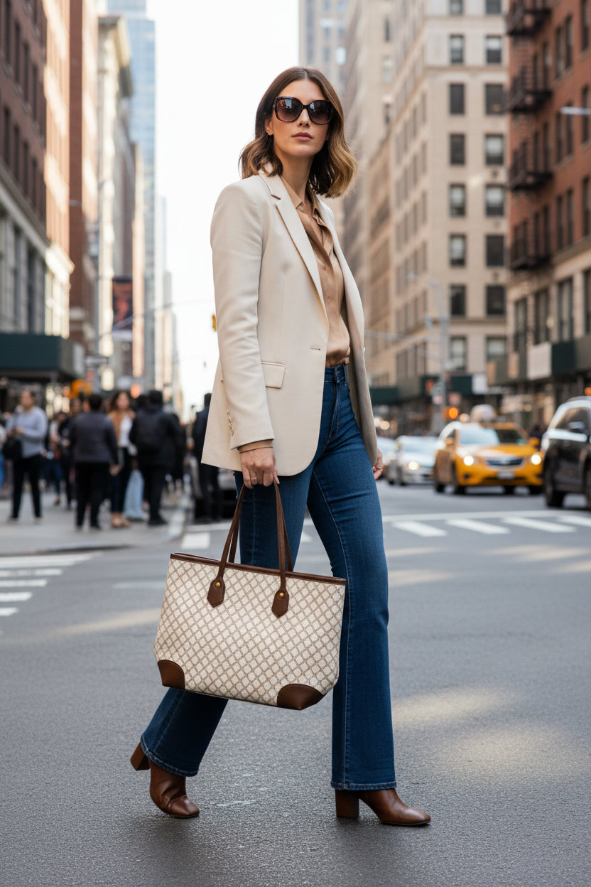 Handbag - Vintage Inspired Canvas Tote - Commuter - Shoulder Bag
