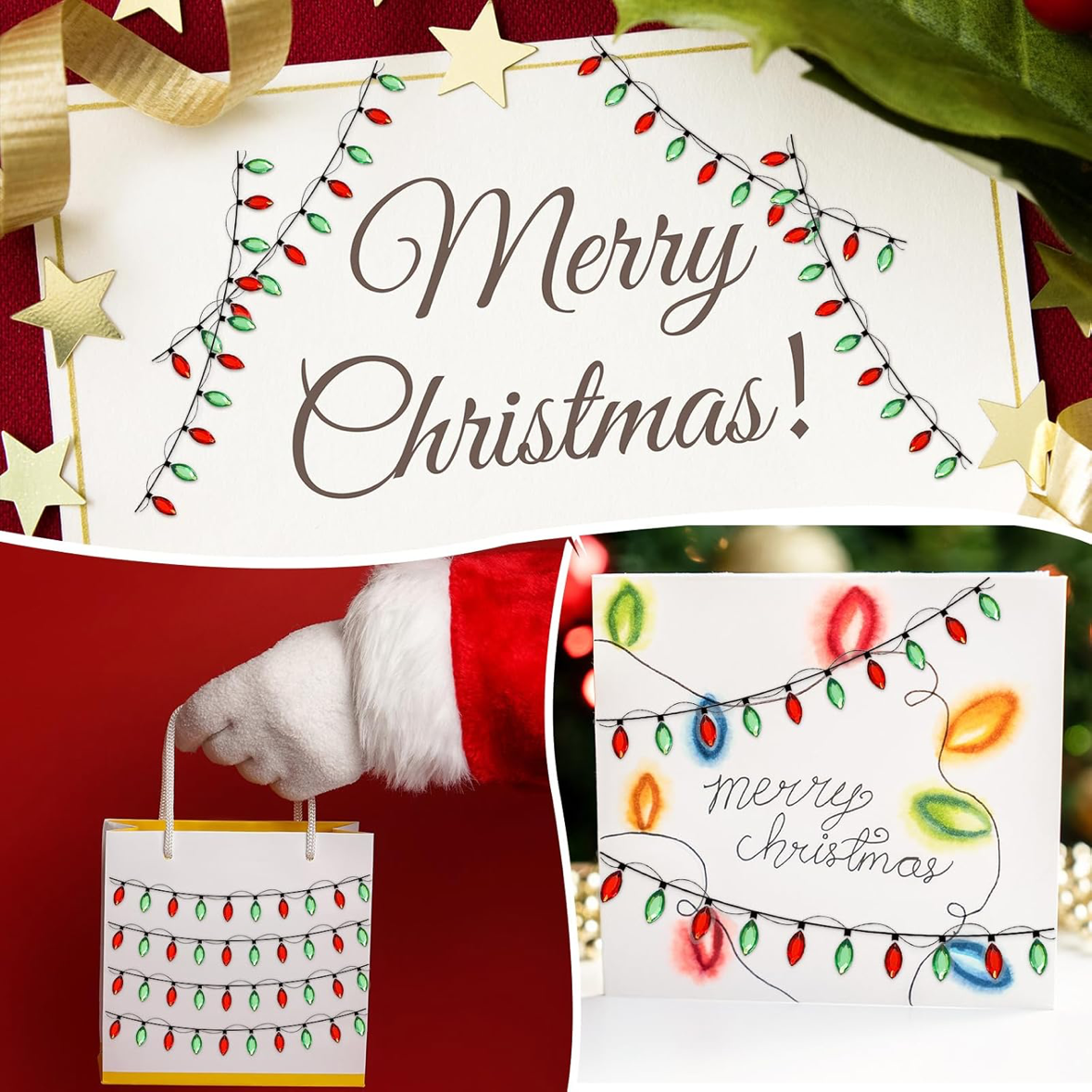 Stickers - Christmas Red & Green Jeweled Lights for Crafts