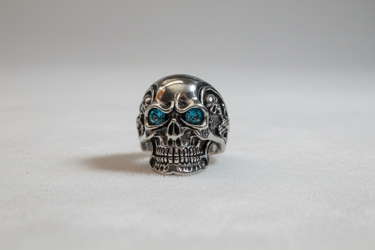 Vintage - Men's Skull Ring - Silver - Size 12