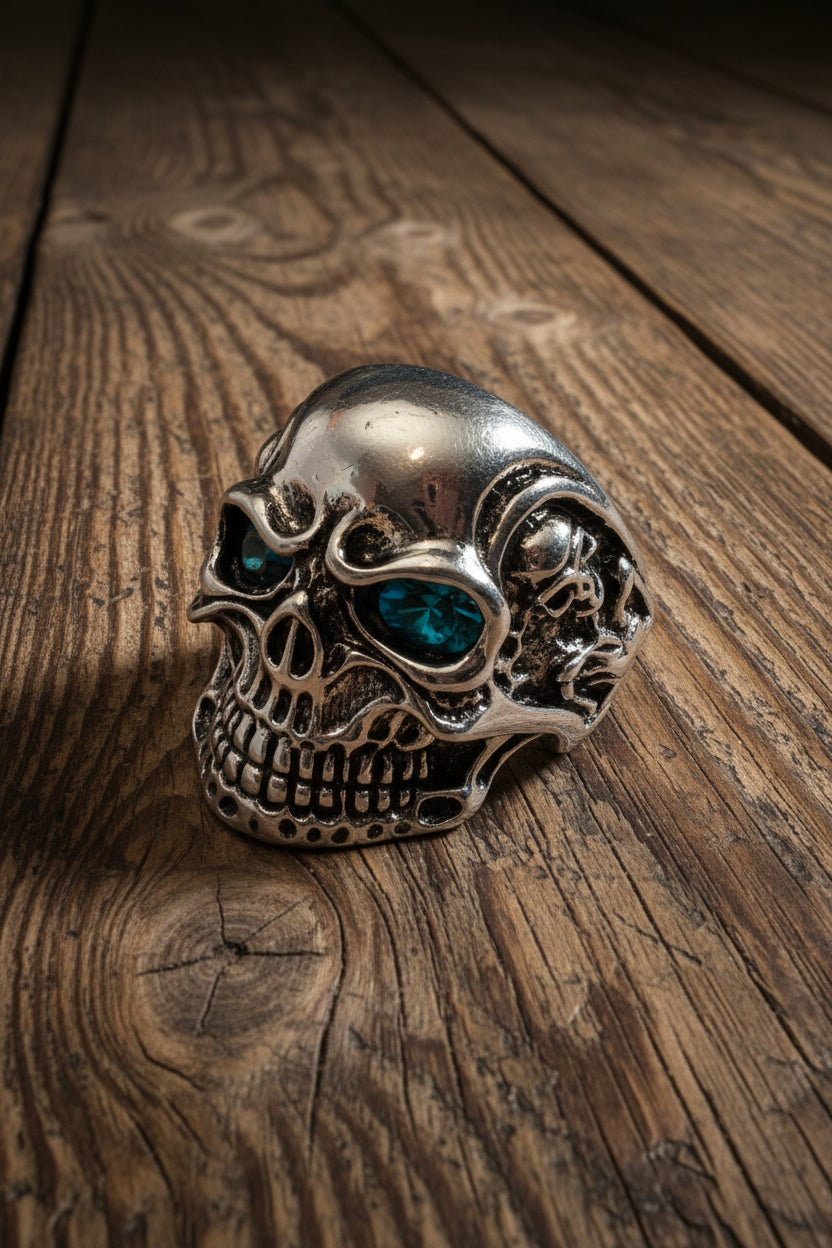 Vintage - Men's Skull Ring - Silver - Size 12