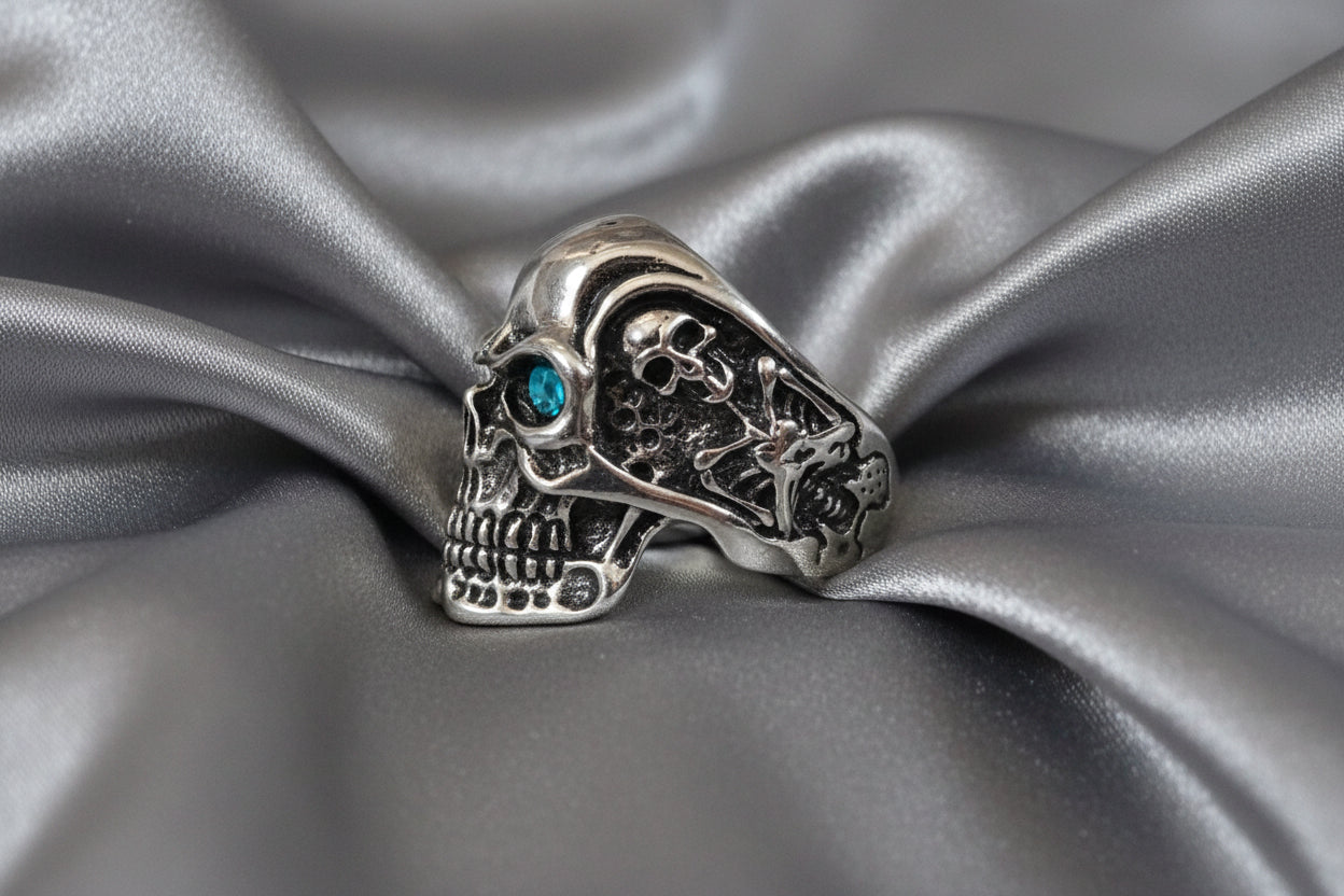 Vintage - Men's Skull Ring - Silver - Size 12