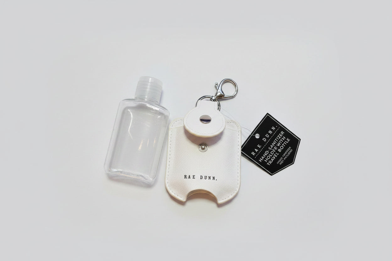 Keychain - "Happy Camper" Hand Sanitizer Holder with Bottle & Keychain Clip