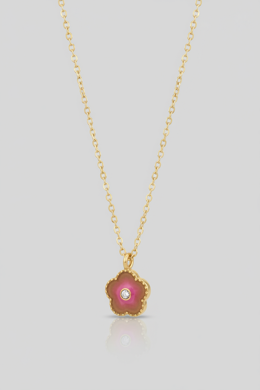 Peach Blossom Flower Shaped Pendant Necklace