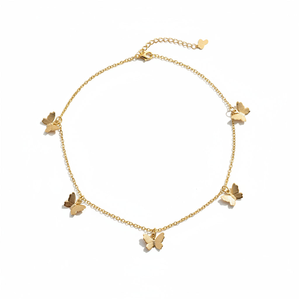 Necklace - Gold Tone Butterfly Charm Necklace