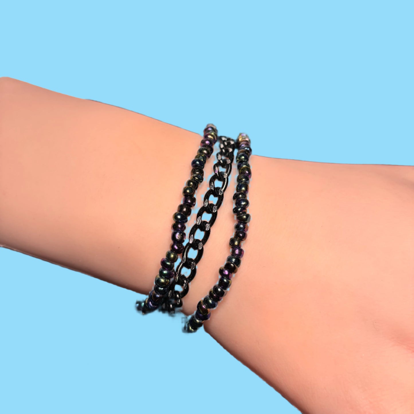 Necklace & Bracelet Set - Handmade - Beads and Chains