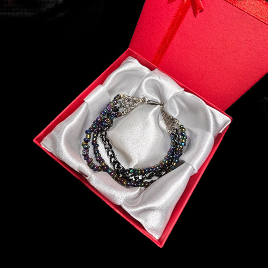 Necklace & Bracelet Set - Handmade - Beads and Chains