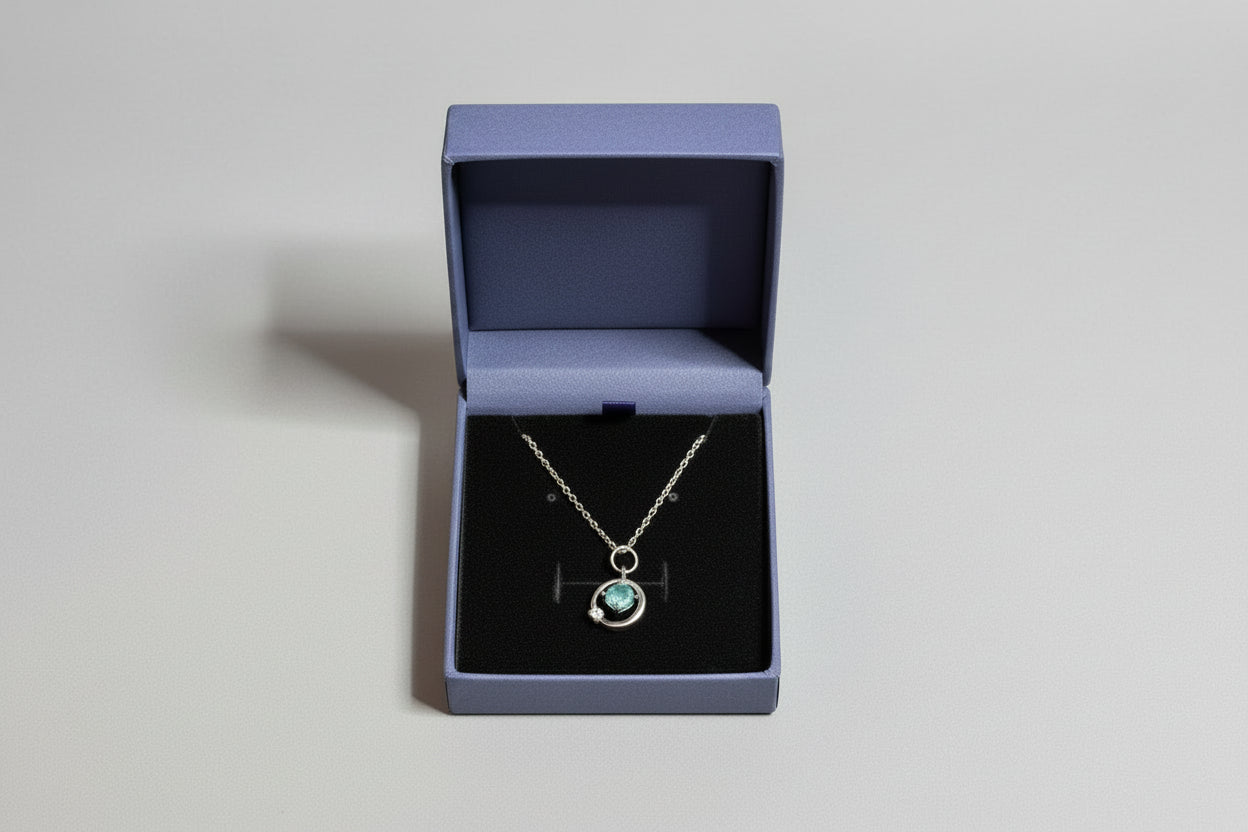 Necklace - Circle of Eternity Pendant with Blue Topaz