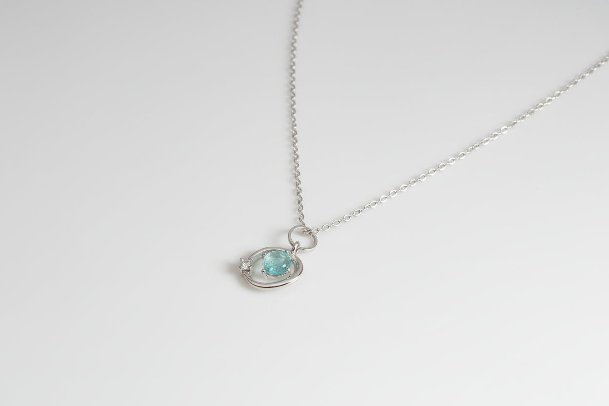 Necklace - Circle of Eternity Pendant with Blue Topaz