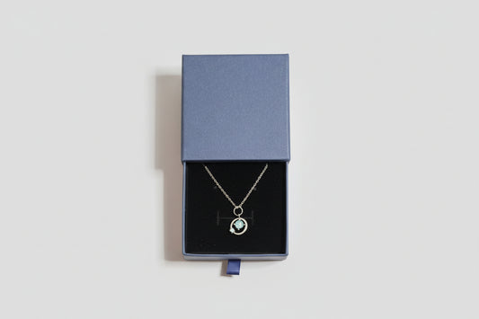 Necklace - Circle of Eternity Pendant with Blue Topaz