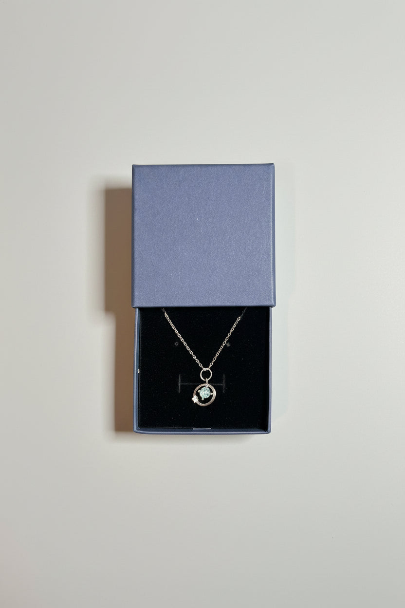 Necklace - Circle of Eternity Pendant with Blue Topaz