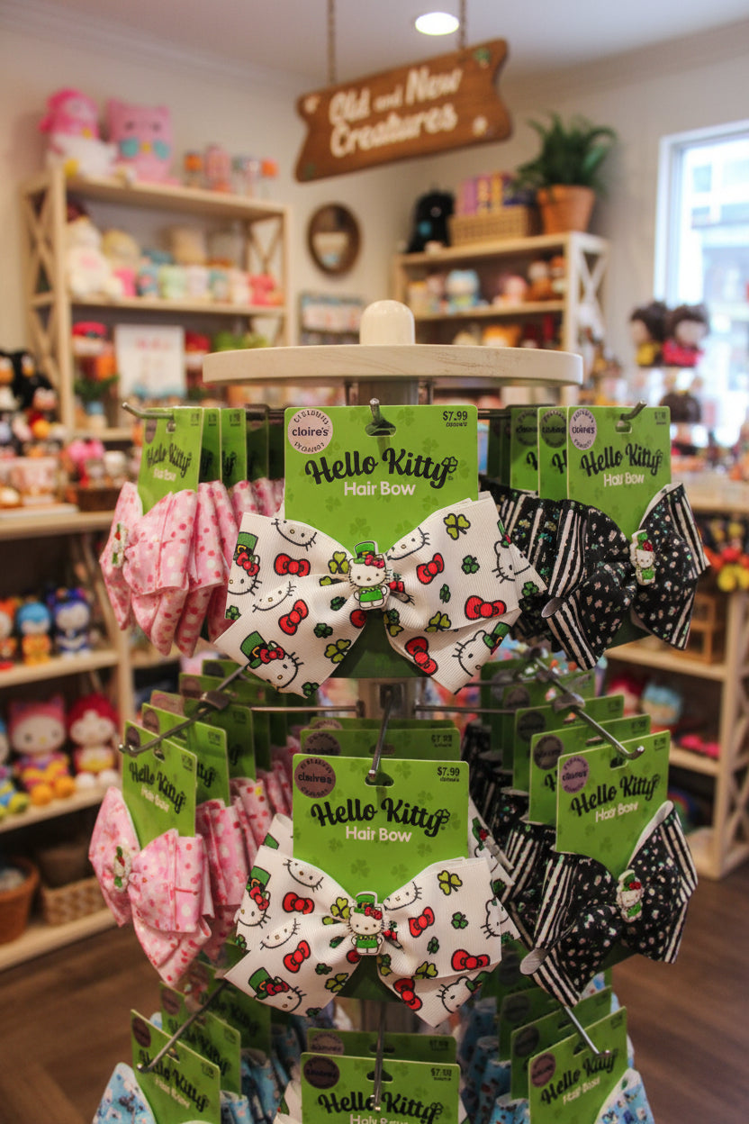 Hair Bow - Claire's Exclusive - Sanrio - Hello Kitty - St. Patrick's Day Design
