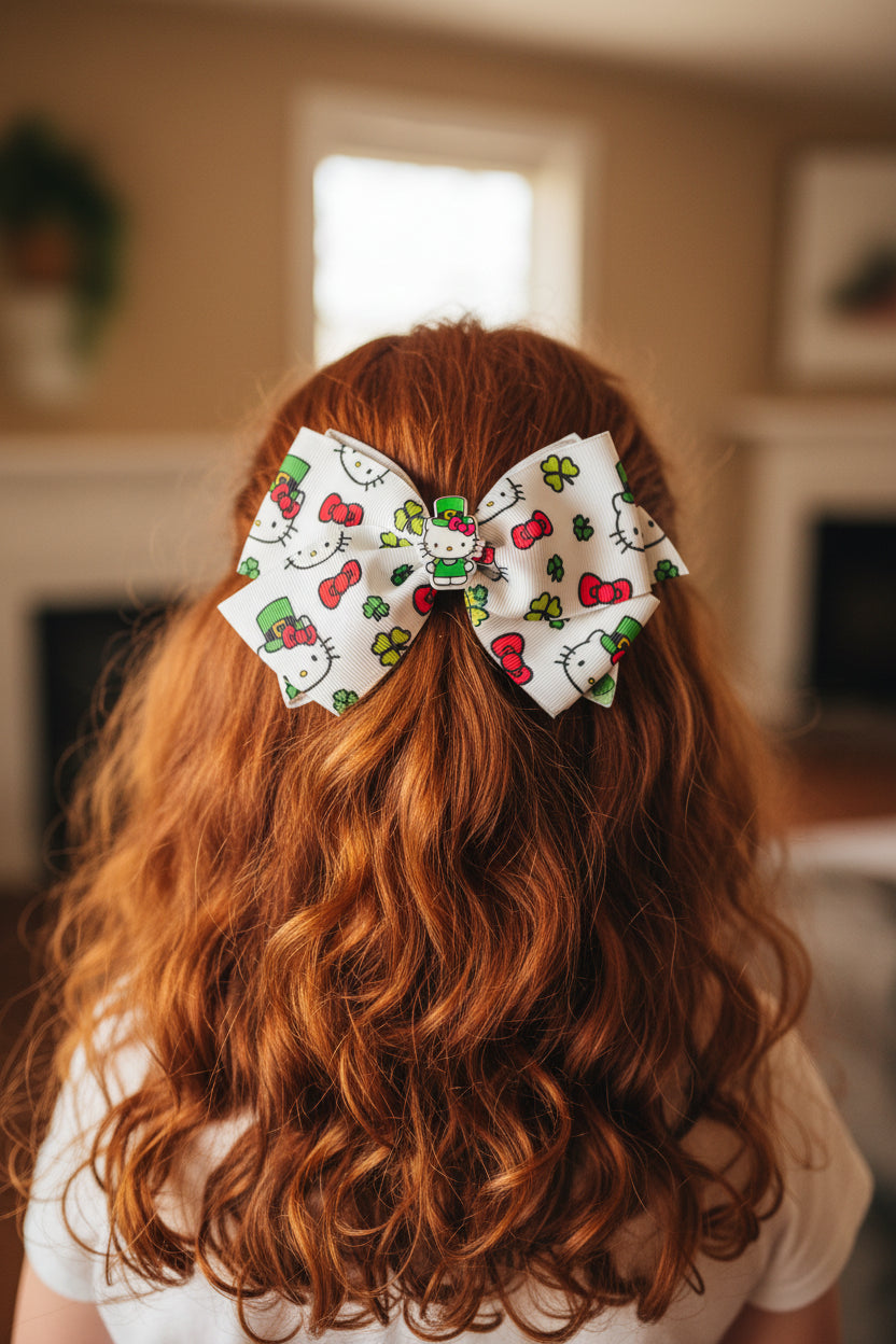 Hair Bow - Claire's Exclusive - Sanrio - Hello Kitty - St. Patrick's Day Design