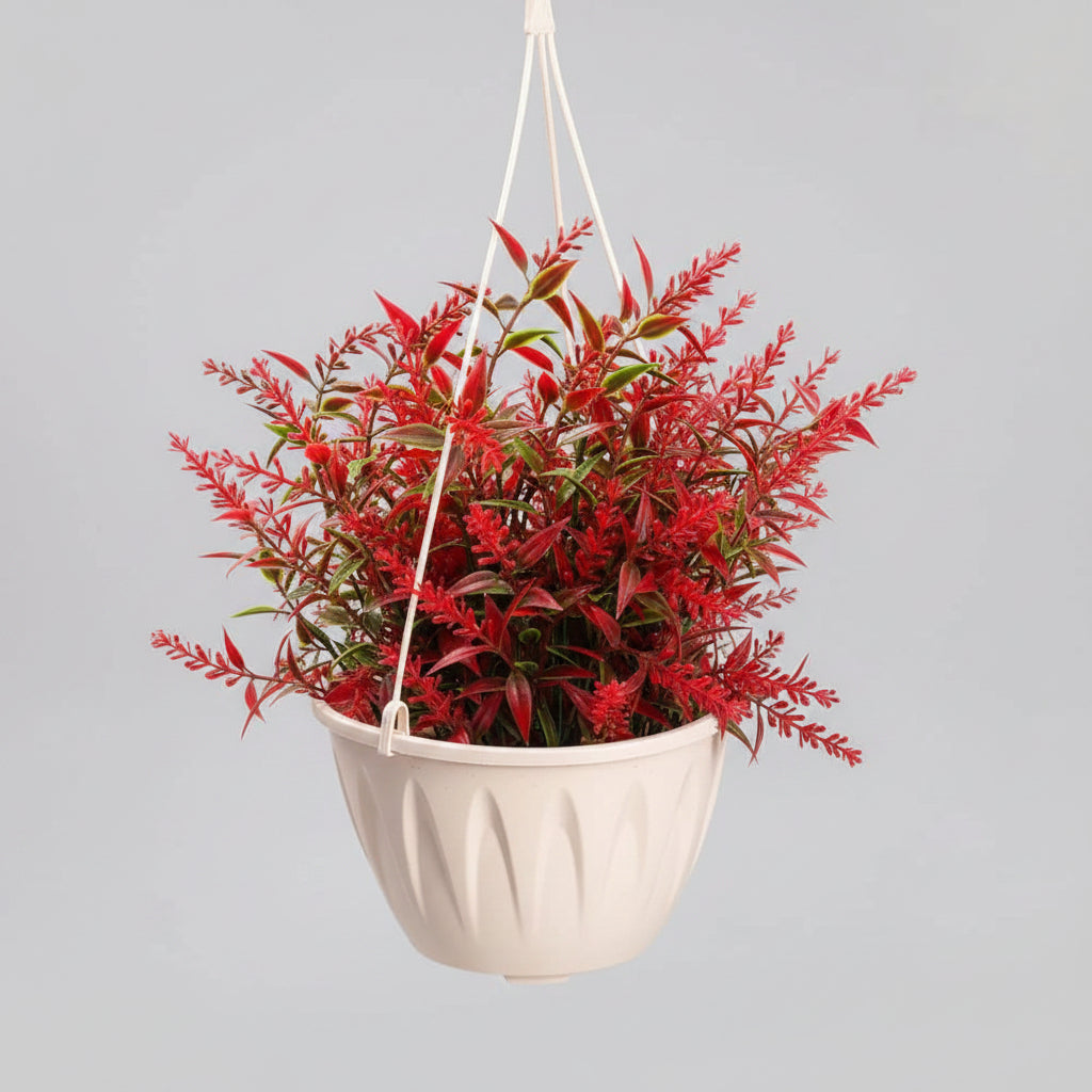 Artificial Flowers- Red Lavenders - Faux Plastic - Greenery Shrubs - 8 Bundle
