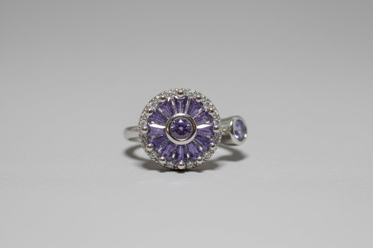 Rings - Blue or Purple Silver-Tone Fidget Spinning Rings