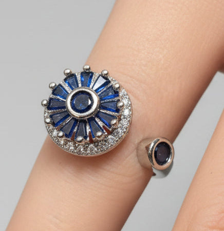 Rings - Blue or Purple Silver-Tone Fidget Spinning Rings