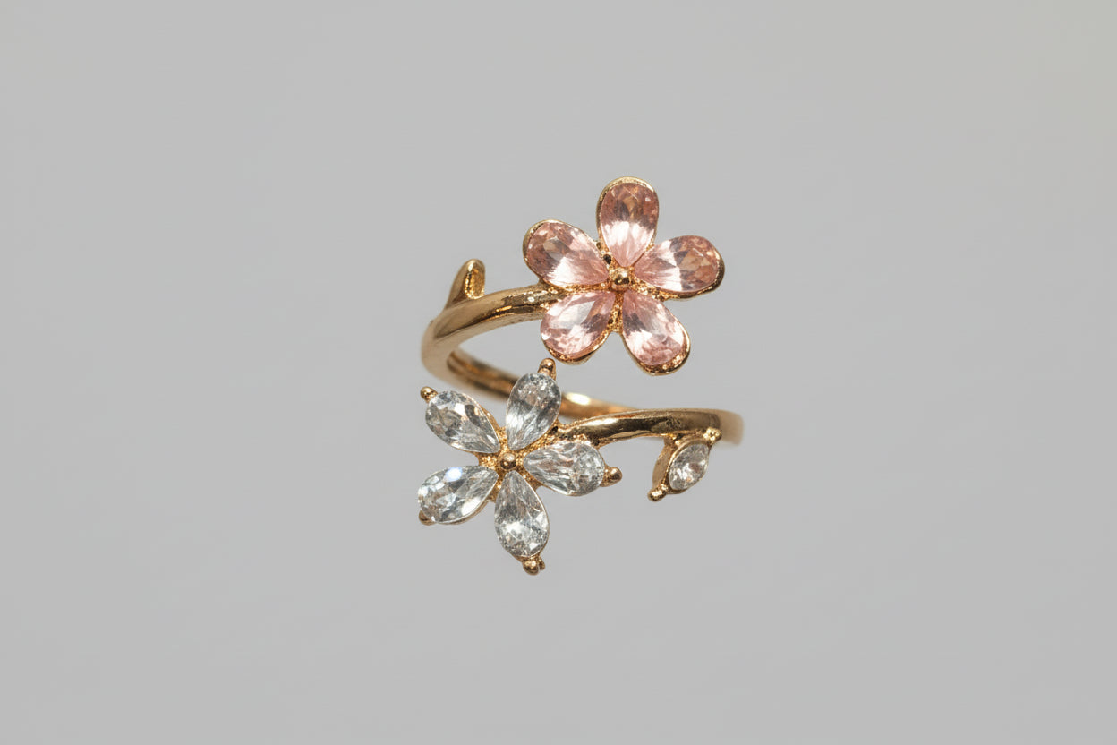 Rings - Gold-Tone Flower Adjustable Rings