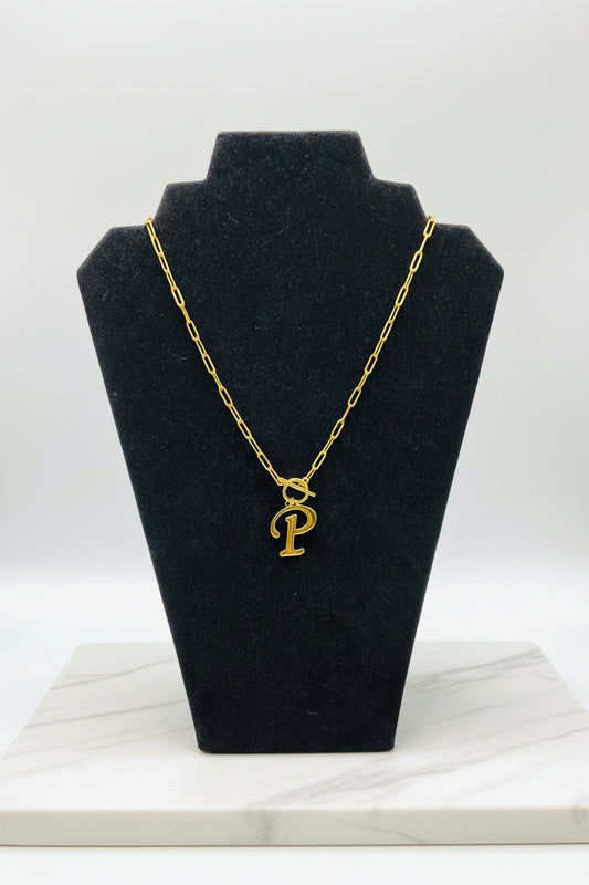Necklace - Letter "P" - Gold Tone