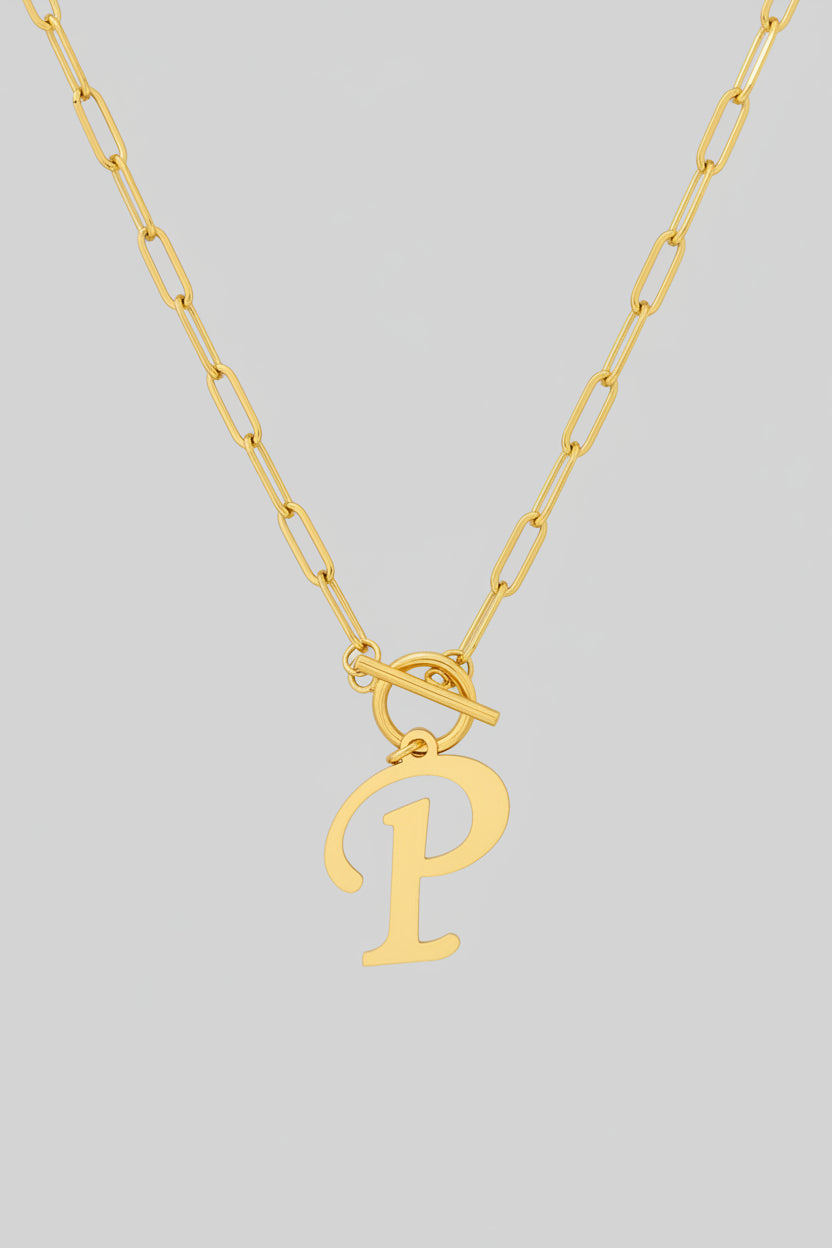 Necklace - Letter "P" - Gold Tone