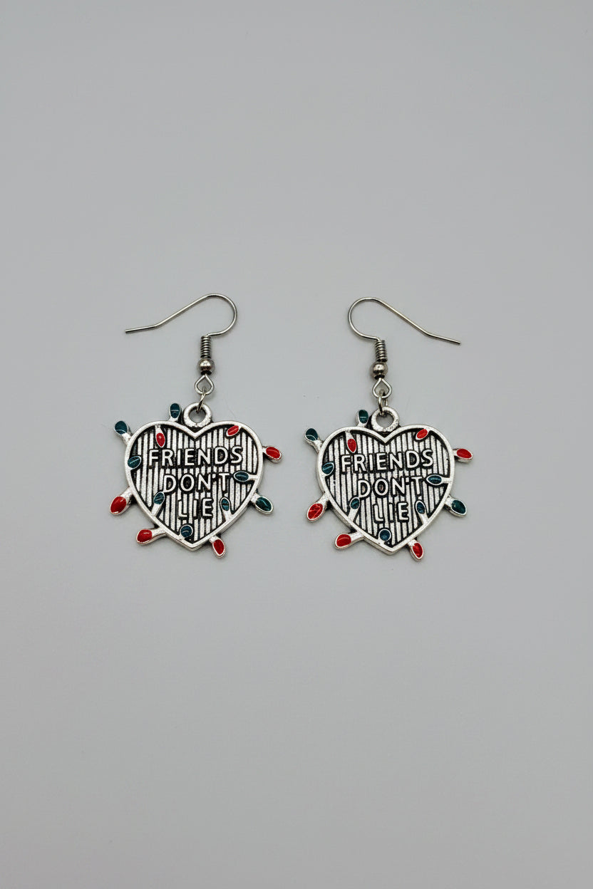 Earrings - "Friends Don't Lie" - Stranger Things Inspired - Heart Shaped
