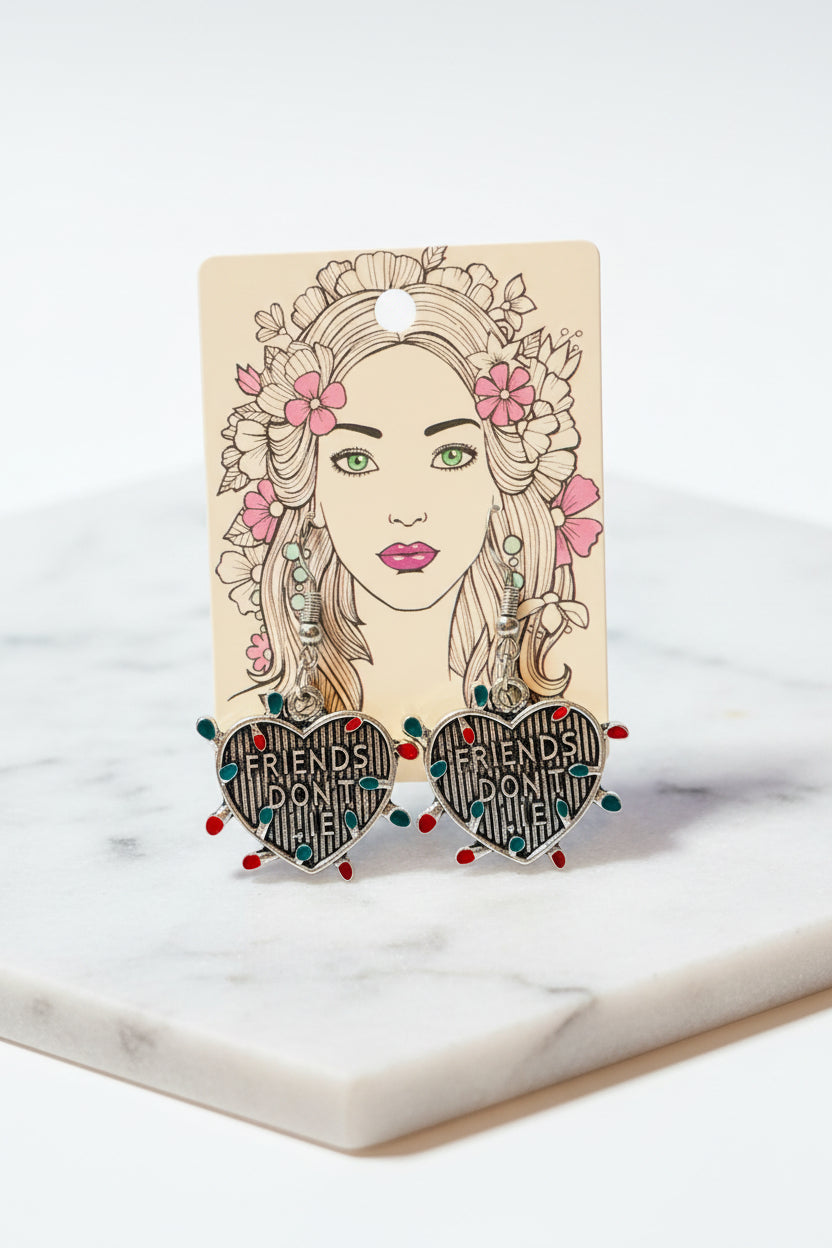 Earrings - "Friends Don't Lie" - Stranger Things Inspired - Heart Shaped
