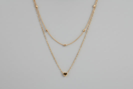 Necklace - Double Layer Heart Pendant
