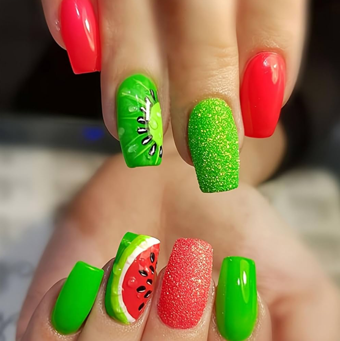 Press On Nails - Watermelon & Kiwi