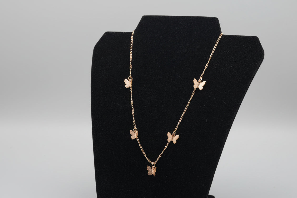 Necklace - Gold Tone Butterfly Charm Necklace