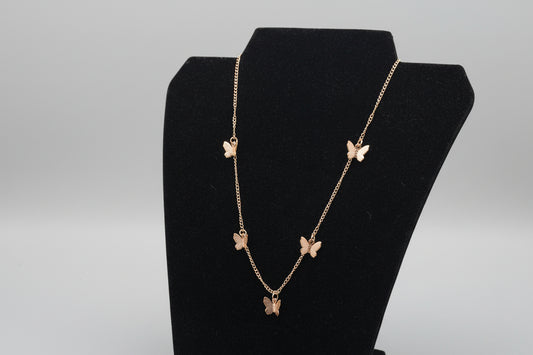 Necklace - Gold Tone Butterfly Charm Necklace