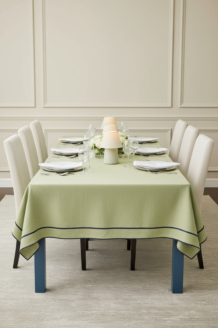 Tablecloth - Room Essentials - 60"x104" - Rectangular - Green with Blue Piping