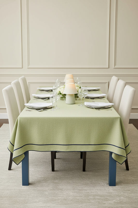 Tablecloth - Room Essentials - 60"x104" - Rectangular - Green with Blue Piping