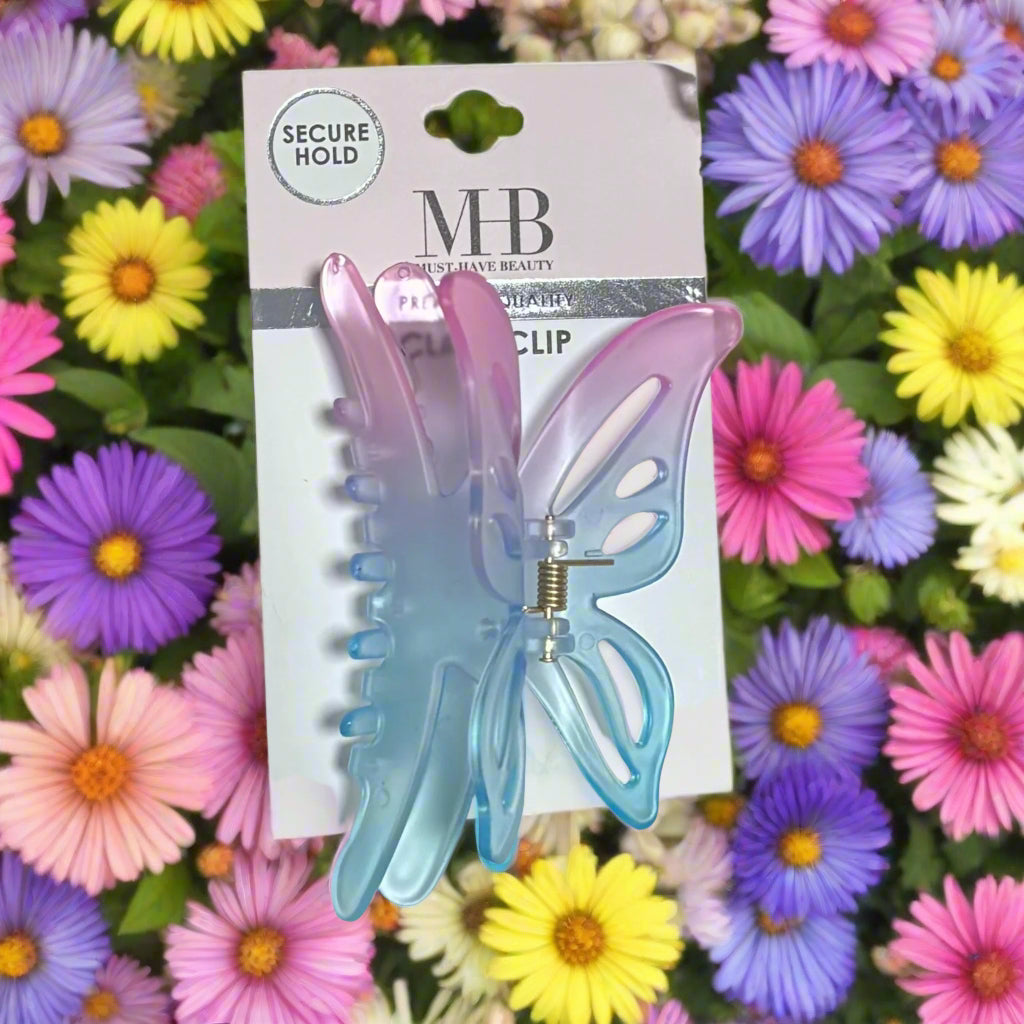 Hair Claw - Pink Blue - Butterfly