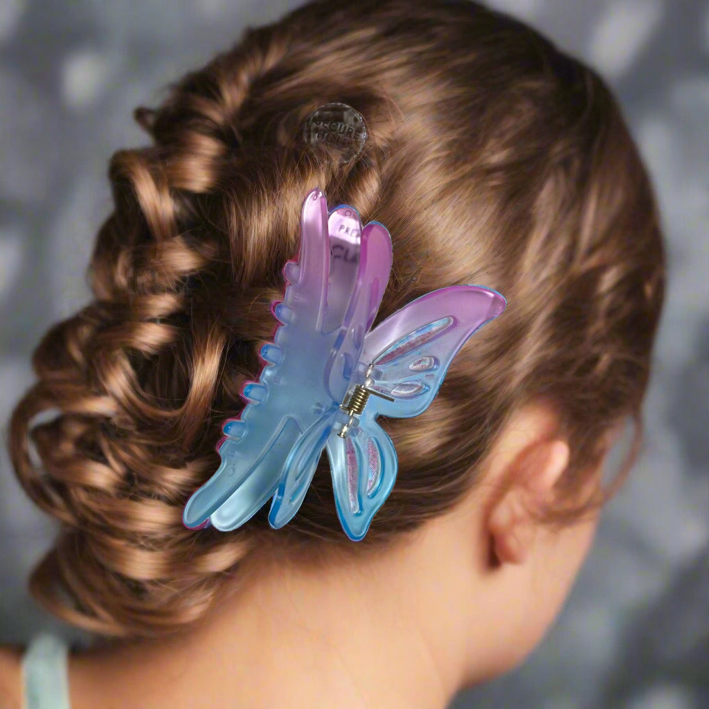 Hair Claw - Pink Blue - Butterfly