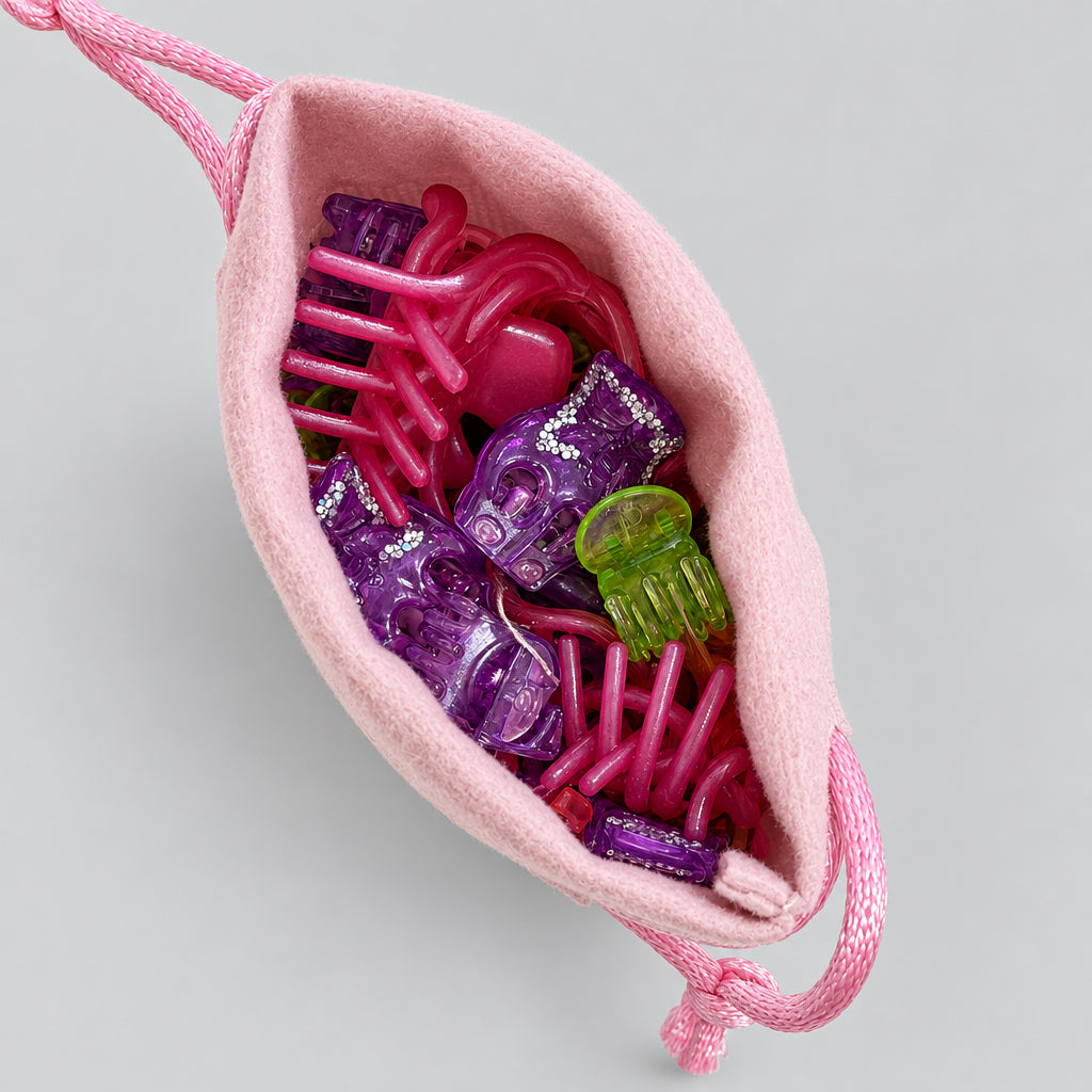 Hair Claws - Mini Hair Claw Clips - all in a Beautiful Pink Velvet Bag