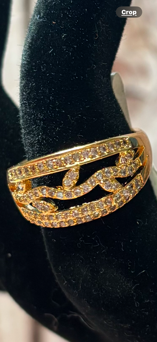 Ring Size 7.5 - Fashion Cocktail Golden