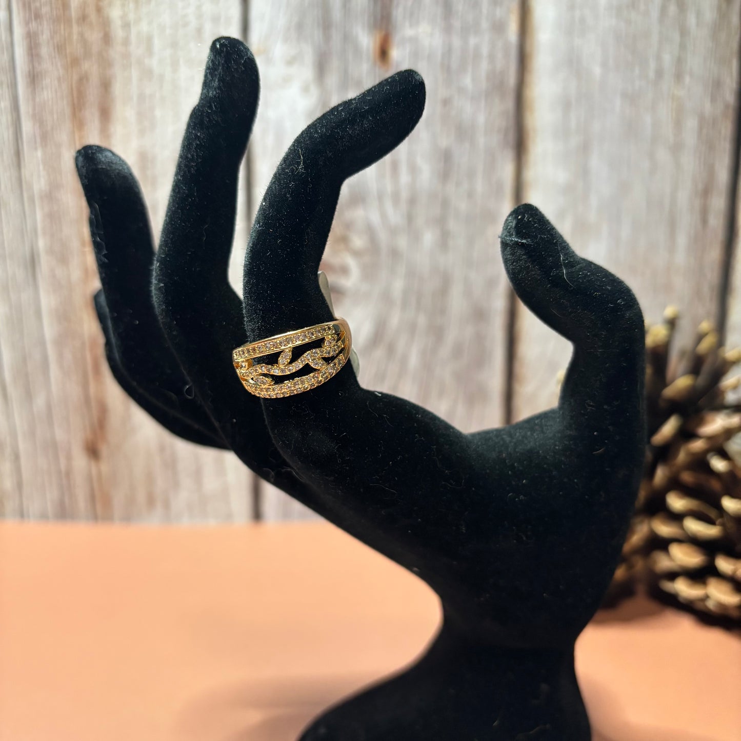 Ring Size 7.5 - Fashion Cocktail Golden