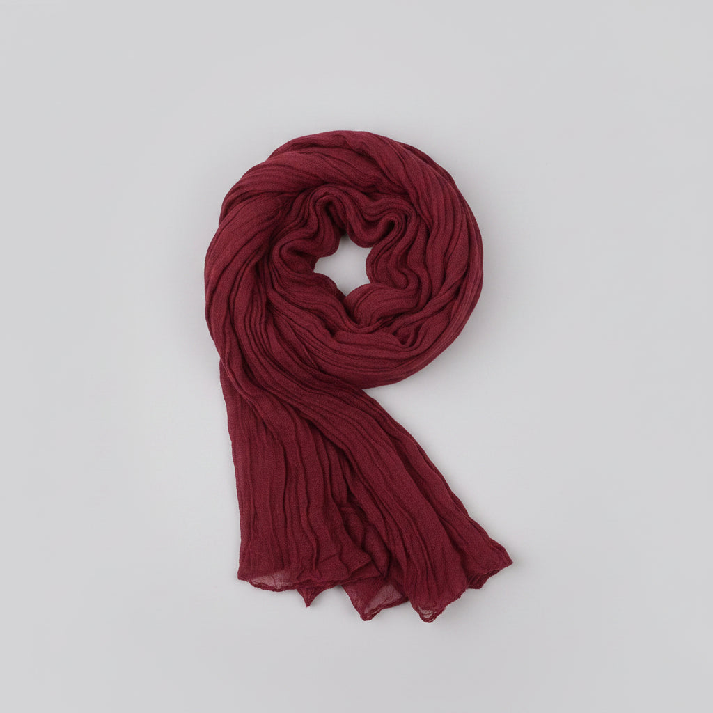 Head Scarf - by Mean Zoom - Deep Red Crinkle - (75 x 185cm)