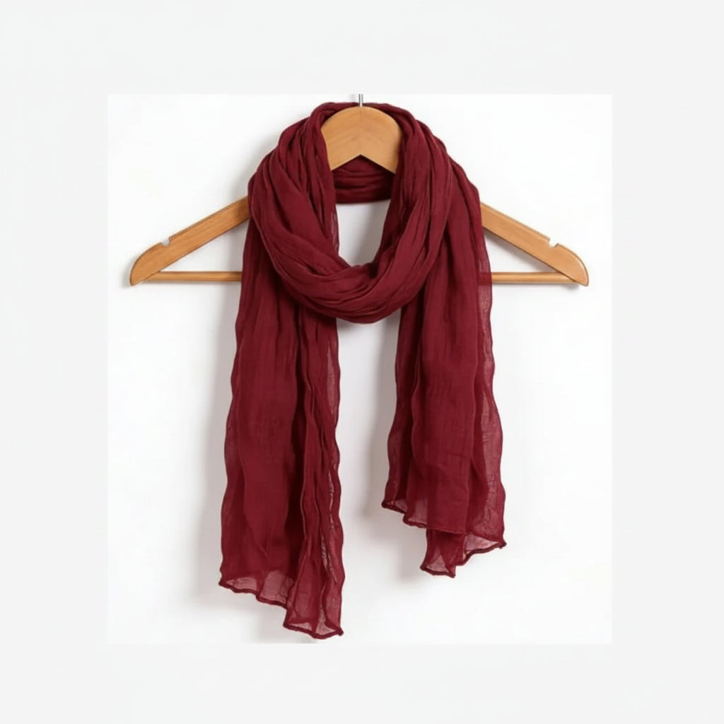 Head Scarf - by Mean Zoom - Deep Red Crinkle - (75 x 185cm)