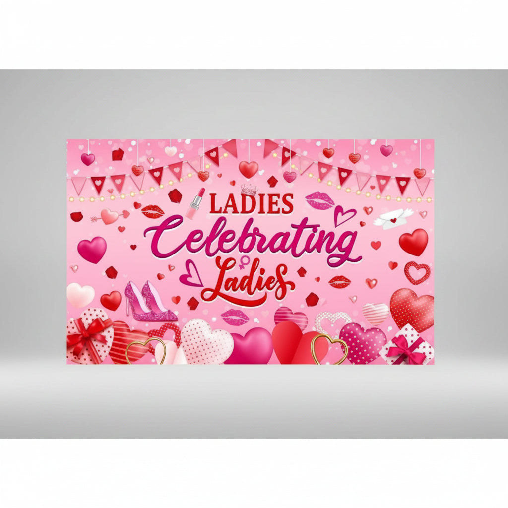 Banner - Galentine's Day - Backdrop-  "Ladies Celebrating Ladies" - 5.9'x3.6'